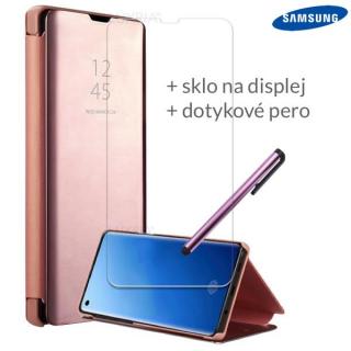 Otváracie Púzdro Roybens Clear View pre Samsung - Ružové  + Darček ochranné sklo a dotykové pero Samsung: Galaxy A10e