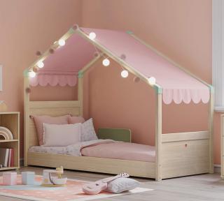 Detská posteľ so strieškou 90x200 cm Montes Natural ružová