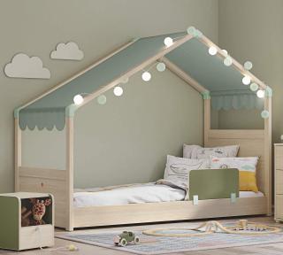 Detská posteľ so strieškou 90x200 cm Montes Natural zelená
