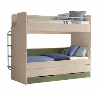 Poschodová posteľ pre 3 deti 90x200 cm s úložným priestorom (rebrík) Montes Natural Studio