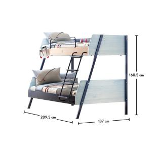 Študentská poschodová posteľ (90x200-120x200 cm) Trio