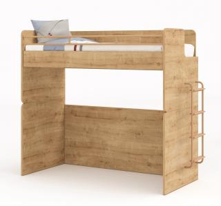 Zvýšená posteľ 90x200 cm s rebríkom Mocha Studio