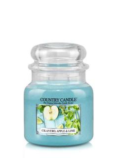 Country Candle Cilantro, Apple & Lime vonná sviečka stredná 2-knôtová (453 g) ZAFARBENÝ VOSK