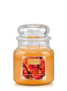 Country Candle Golden Mums & Honey Crisp Tonka vonná sviečka stredná 2-knôtová (453 g)