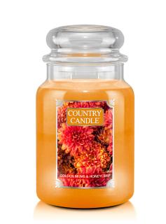 Country Candle Golden Mums & Honey Crisp Tonka vonná sviečka veľká 2-knôtová (652 g)