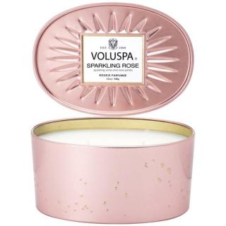 Voluspa Vermeil Sparkling Rose 2 Wick Candle In Decorative Oval Tin