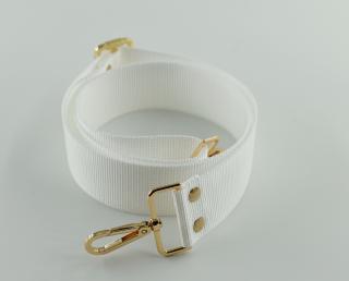 Popruh na kabelku biely s karabínkou: Zlatá