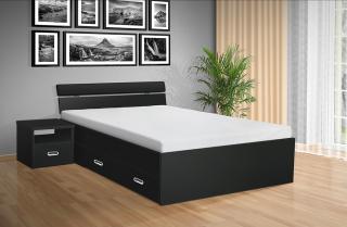 Drevená posteľ RAMI -M   120x200 cm dekor lamina: Antracit, matrac: MATRACE 16cm, SENDVIČOVÁ