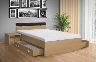 Drevená posteľ RAMI -M   120x200 cm dekor lamina: DUB SONOMA 3025, matrac: MATRACE 16cm, SENDVIČOVÁ
