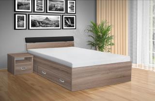 Drevená posteľ RAMI -M   120x200 cm dekor lamina: Dub sonoma tmavá, matrac: MATRACE 16cm, SENDVIČOVÁ