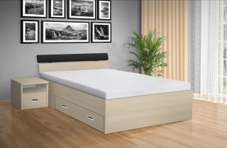 Drevená posteľ RAMI -M   140x200 cm dekor lamina: Akát, matrac: MATRACE 15cm, PUR