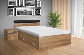Drevená posteľ RAMI - M   180x200 cm dekor lamina: OŘECH 729, matrac: MATRACE 15cm, PUR