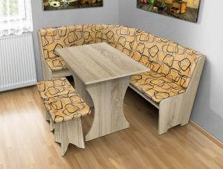 Jedálenská rohová lavica sa štokrlemi a stolom farba lamina: dub sonoma, farba čalouněnie: 53769-1004
