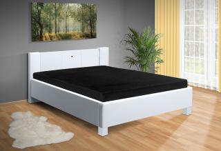Manželská posteľ Luna 160x200 cm matrac: bez matrace, farba čalúnenie: eko koža biela, úložný priestor: bez úložného priestoru