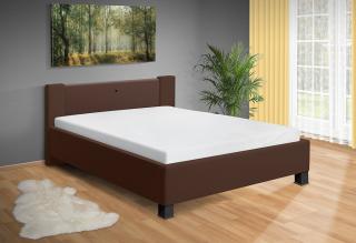 Manželská posteľ Luna 160x200 cm matrac: matrace 15 cm, farba čalúnenie: eko koža hnedá, úložný priestor: s úložným priestorom