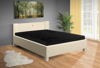 Manželská posteľ Luna 160x200 cm matrac: matrace sendvičová 16cm, farba čalúnenie: eko koža béžová, úložný priestor: bez úložného priestoru