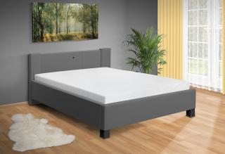 Manželská posteľ Luna 180x200 cm matrac: matrace 15 cm, farba čalúnenie: eko koža šedá, úložný priestor: s úložným priestorom