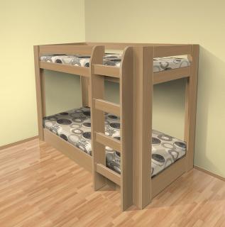poschodová posteľ PATR - 1 HIT dekor lamina: BUK 381, matrac: MATRACE 16cm PRUŽINOVÁ