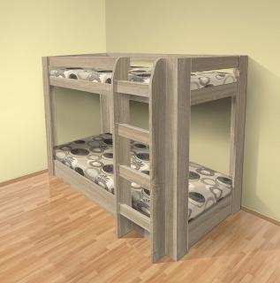 poschodová posteľ PATR - 1 HIT dekor lamina: DUB SONOMA 3025, matrac: MATRACE 14cm, PUR/HR