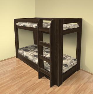 poschodová posteľ PATR - 1 HIT dekor lamina: OŘECH 729, matrac: MATRACE 14cm, PUR/HR