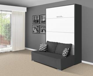 Sklápacia posteľ s pohovkou VS 21058P 200x120 farba lamina: antracit/biele dvere, Varianta dverí: lesklé