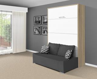 Sklápacia posteľ s pohovkou VS 21058P 200x120 farba lamina: dub sonoma svetlá/biele dvere, Varianta dverí: lesklé