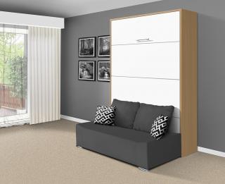 Sklápacia posteľ s pohovkou VS 21058P 200x140 farba lamina: buk/biele dvere, Varianta dverí: lesklé