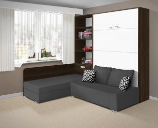 Sklápacia posteľ s pohovkou VS 21075 - 200x120 cm farba lamina: orech/biele dvere, Varianta dverí: matné