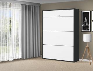 Sklápacia posteľ VS 1054 P - 200x160 cm A nosnost postele: zvýšená nosnosť o 20 kg, farba lamina: antracit/biele dvere