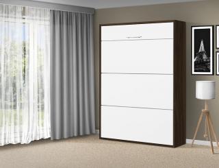 Sklápacia posteľ VS 1054 P - 200x160 cm A nosnost postele: zvýšená nosnosť o 20 kg, farba lamina: orech/biele dvere