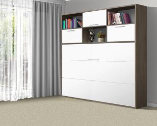 Sklápacia posteľ VS1056 MAX, 200x120cm farba lamina: dub amalfi/biele dvere, Varianta dverí: lesklé