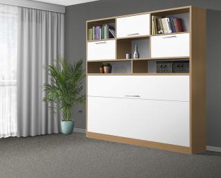 Sklápacia posteľ VS1056 MAX, 200x90cm farba lamina: buk/biele dvere, Varianta dverí: lesklé