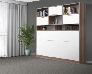 Sklápacia posteľ VS1056 MAX, 200x90cm farba lamina: dub sonoma tmavá/biele dvere, Varianta dverí: lesklé