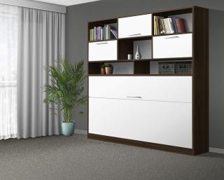 Sklápacia posteľ VS1056 MAX, 200x90cm farba lamina: orech/biele dvere, Varianta dverí: lesklé