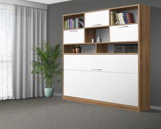 Sklápacia posteľ VS1056 MAX, 200x90cm farba lamina: orech lyon/biele dvere, Varianta dverí: lesklé