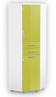 Vysoká kúpeľňová skrinka rohová s košom K35 farba korpusu: Bielý, farba dvierok: Bielé lamino