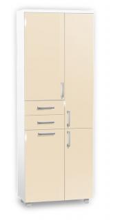 Vysoká kúpeľňová skrinka s košom K31 farba korpusu: Bielý, farba dvierok: Lemon lesk