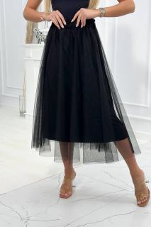 Dámska sukňa s ozdobným tylom Farba: Čierna