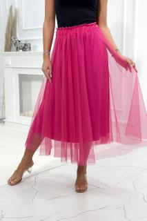 Dámska sukňa s ozdobným tylom Farba: Cyklamenová