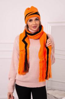 Dámska súprava čiapka a šál Farba: Oranžová