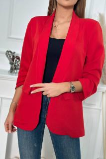 Dámske elegantné sako bez podšívky Farba: Červená