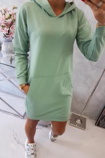 Dámske šaty s kapucňou UNI 1: UNI Svetlo zelená