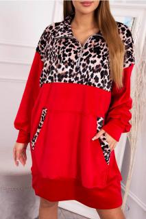 Dámske šaty s leopardím vzorom Farba: Červená
