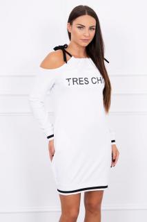 Dámske šaty s nápisom TRES CHIC UNI 1: UNI Biela