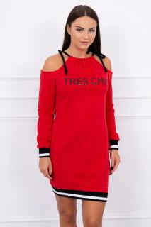 Dámske šaty s nápisom TRES CHIC UNI 1: UNI Červená
