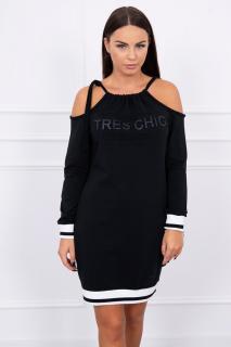 Dámske šaty s nápisom TRES CHIC UNI 1: UNI Čierna
