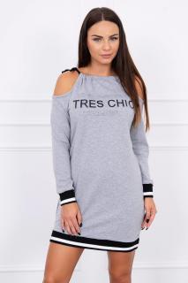 Dámske šaty s nápisom TRES CHIC UNI 1: UNI Sivá