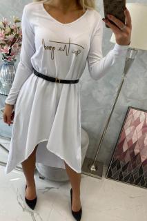 Dámske šaty s ozdobným opaskom UNI 1: UNI Biela