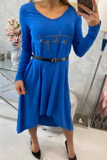 Dámske šaty s ozdobným opaskom UNI 1: UNI Modrá