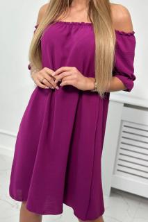 Dámske šaty s ozdobným volánom Farba: Tmavá fialová